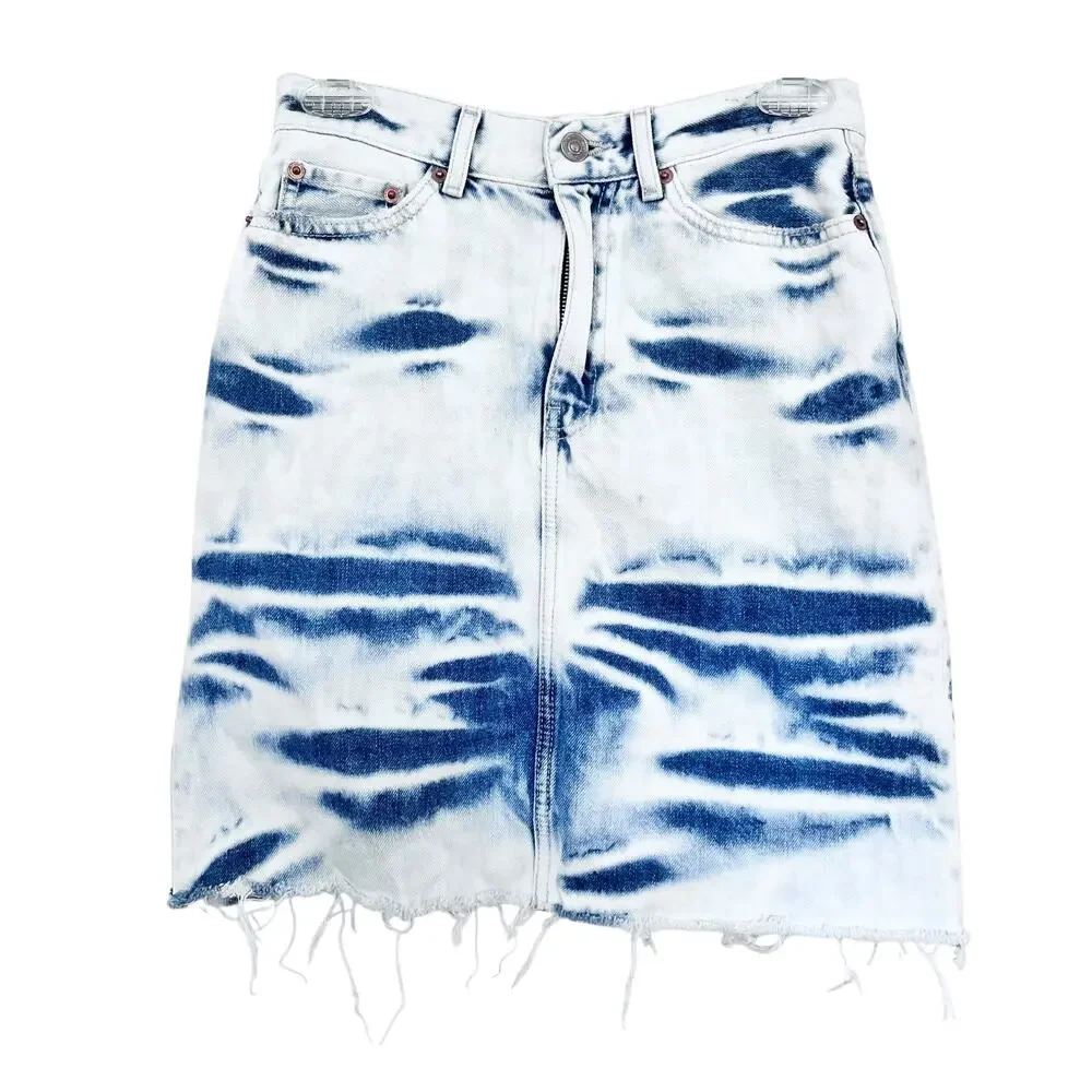 Zara Blue Tie Dye A-Line Denim Mini Skirt Size XS